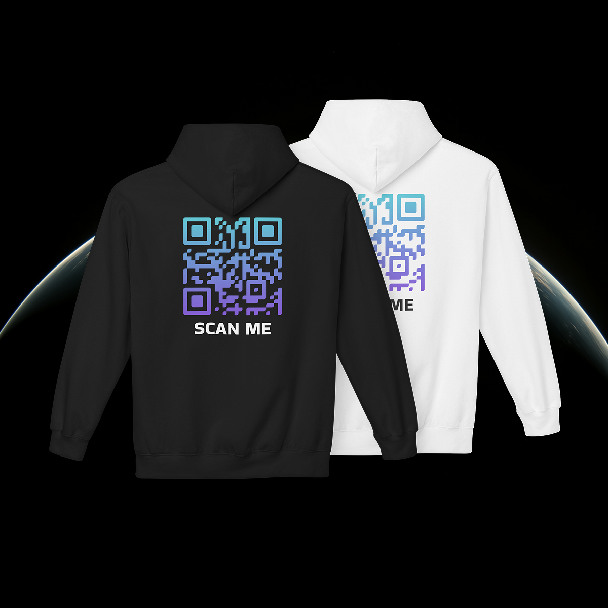 Black and White Custom QR Code Hoodies